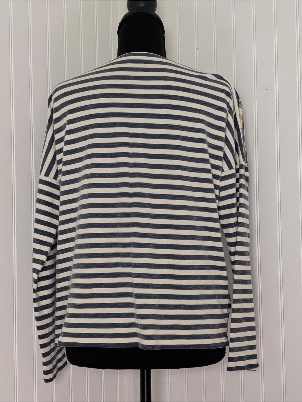 Michael De Feo for J.Crew Striped Long Sleeve Slouchy Cotton Top Size S - Picture 3 of 8